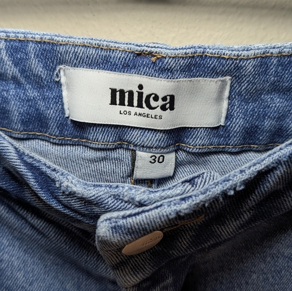 Mica Wide Leg Cropped Jeans High Waist Stretch Raw Hem Women's Size 30" - Picture 2 of 5